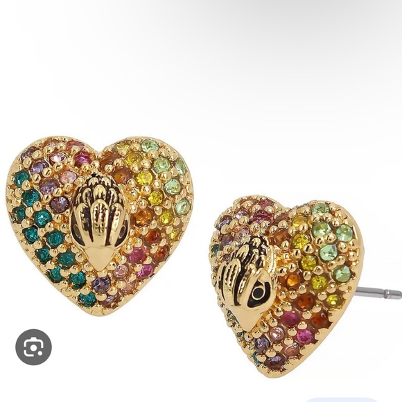 Kurt Geiger London Signature Heart Rainbow Stud Earrings - Picture 1 of 7